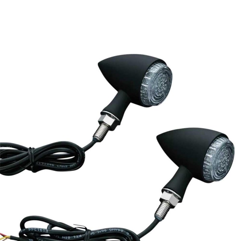 Kuryakyn 2509 Torpedo/Bullet Style Motorcycle LED Lights with Clear Lenses: Rear Position Turn Signal/Blinker, Running and Brake Light Indicators, Matte Black, 1 Pair - Image 4