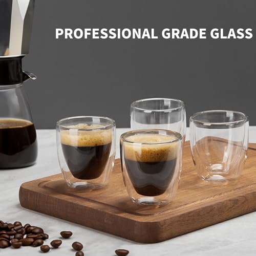 Gencywe Double Walled Espresso Cups Set of 4 (50% Thicker), 3 Ounce Clear Expresso Coffee Mugs, Espresso Shot Glasses, Double Wall Insulated Espresso Cups Suit for Espresso Machine, Microwave Safe - Image 2