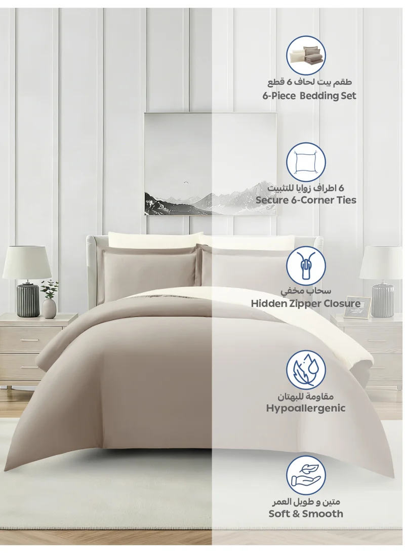 Donetella KING (200x200 cm) Solid Duvet Cover Set, Fits 200 × 200 cm Bed, King Size 6-Piece Set, Brushed Microfiber Without Filler  | Best Price UAE