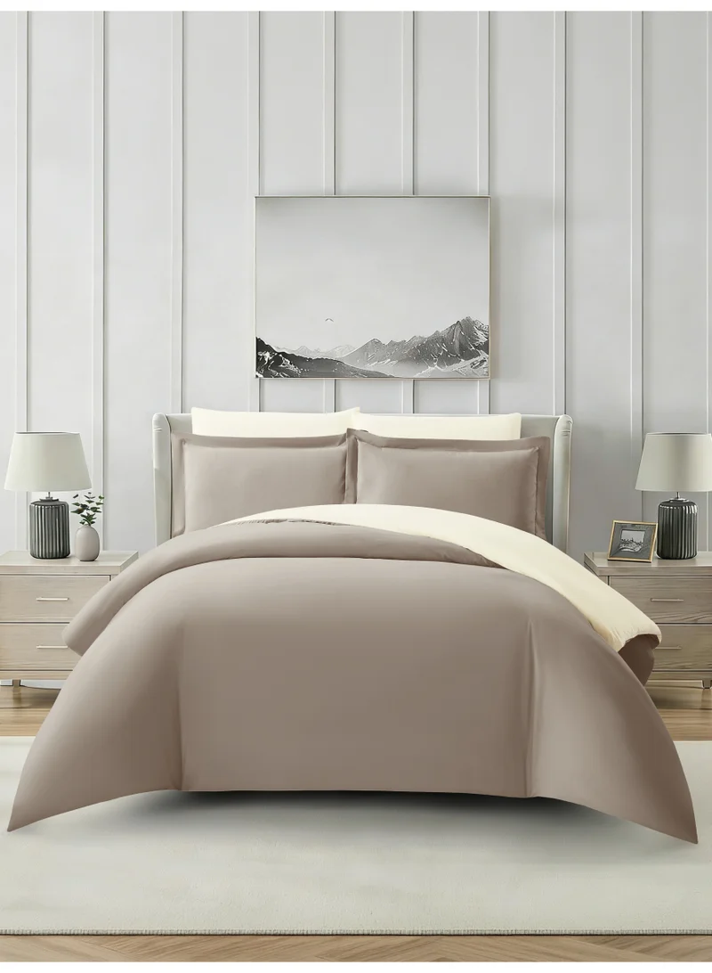 Solid Duvet Cover Set, Fits 200 × 200 cm Bed, King Size 6-Piece Set, Brushed Microfiber Without Filler