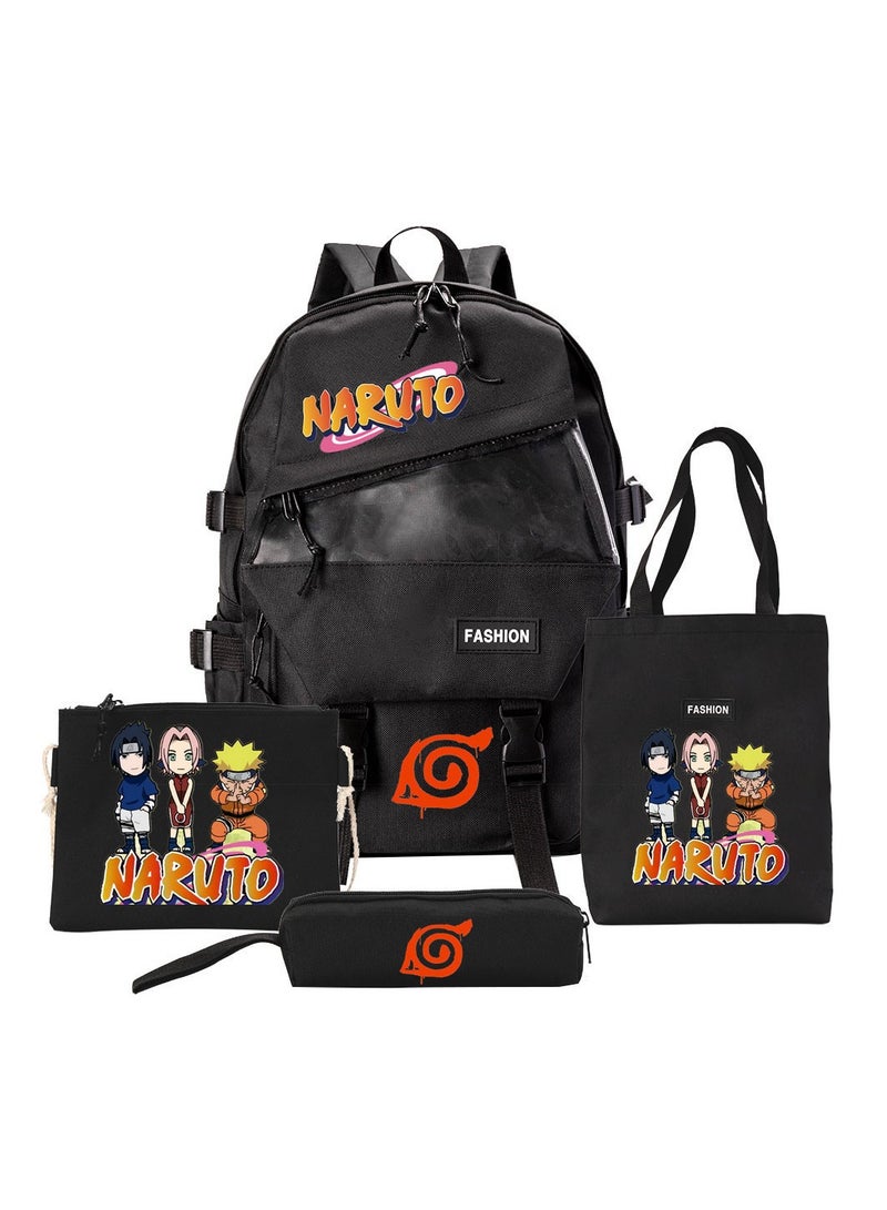 KUYING Four Piece Naruto Backpack Anime Backpack 