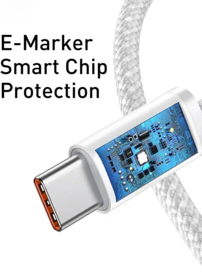 eBarakah USB-C 60W Charge Cable (1 m) White - 15, 16 Pro MAX Charging Cable USB C to C 60W - Nylon Braided PD Fast Charging Data Cable - Image 3
