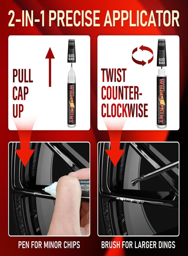 SMAPHY Gloss Black Rim Touch Up Paint Pen for Wheel Scratch Repair, Universal Car Rim Paint for Wheel Repair - Image 5