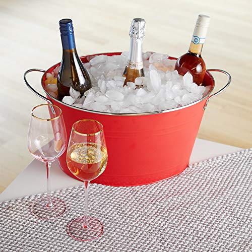 Twine Big Red Ice Bucket - Galvanized Metal Drink Beverage Tub for Home Parties, Country Home Wine And Beer Chiller, Holds 4.5 Gallons - Image 5
