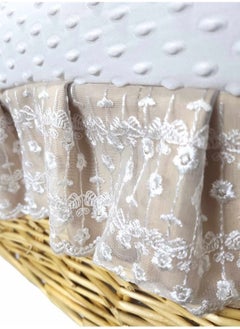 Everything For Kids Infant Wicker Moses Basket Waffle Beaded Beddings  - Image 4