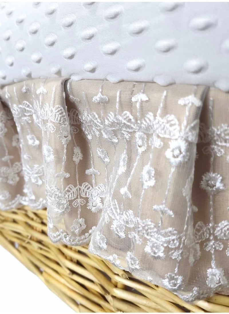 Everything For Kids - Infant Wicker Moses Basket Waffle Beaded Beddings - Image 1