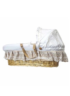 Everything For Kids Infant Wicker Moses Basket Waffle Beaded Beddings  - Image 3