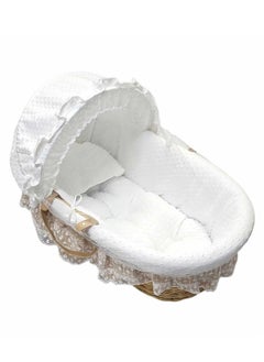 Everything For Kids Infant Wicker Moses Basket Waffle Beaded Beddings  - Image 2