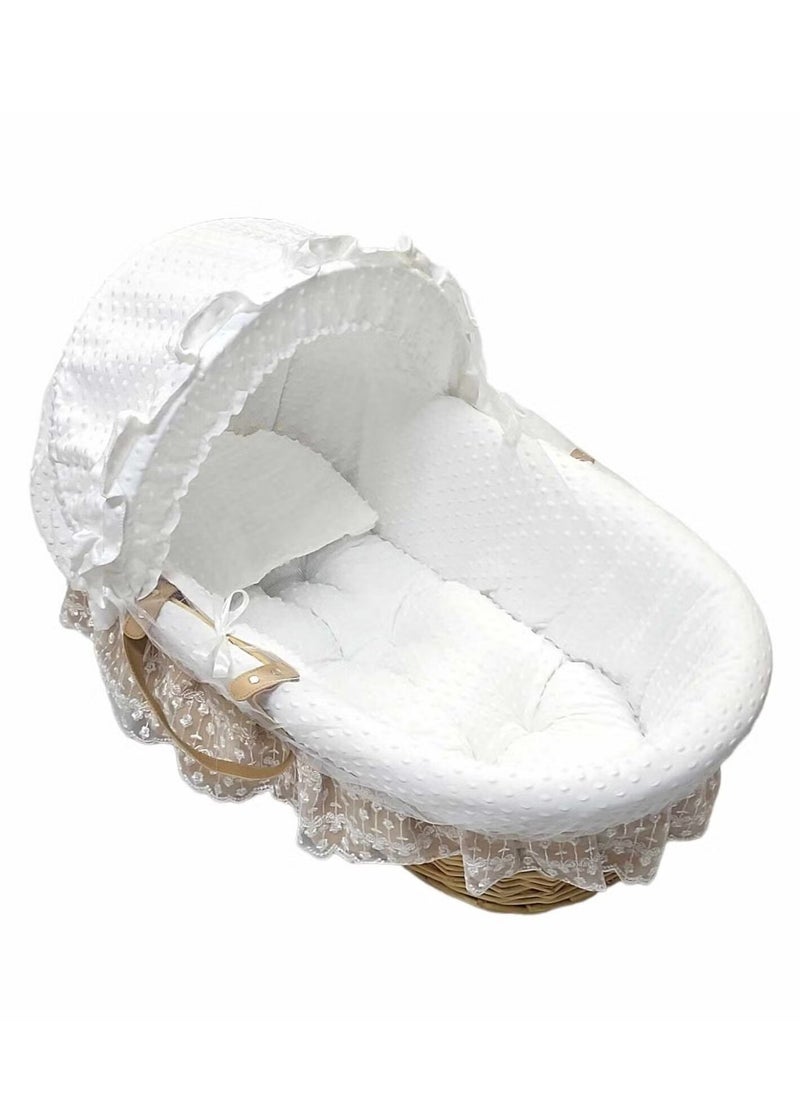 Everything For Kids - Infant Wicker Moses Basket Waffle Beaded Beddings - Image 1