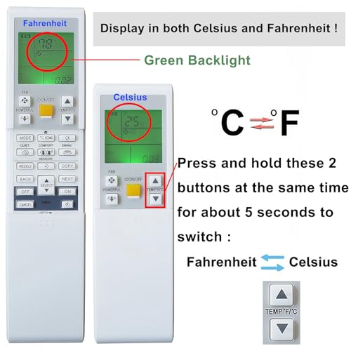 Kassionel Universal Replacement Remote Control Compatible for Daikin ARC452A21 ARC452A22 ARC452A1 ARC452A2 ARC452A3 2MKS50G2V1B Air Conditioner - Image 2