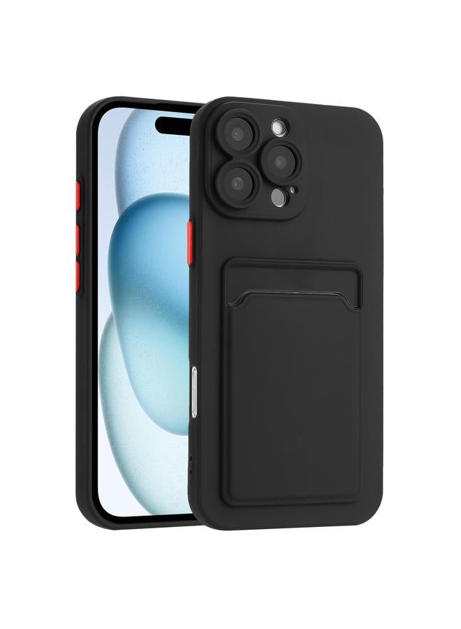 S-TOP Case For iPhone 16 Pro Max Skin Feel Card Contrast Color Button TPU Phone Case - Image 1