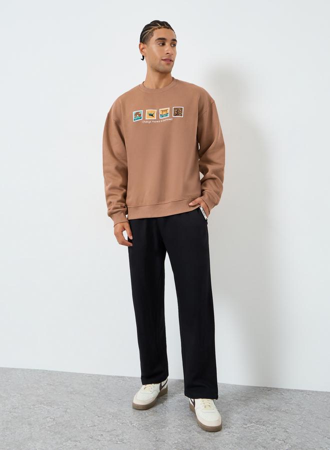 Styli Men Coffee Brown Relaxed Fit Sweatshirt - Image 2