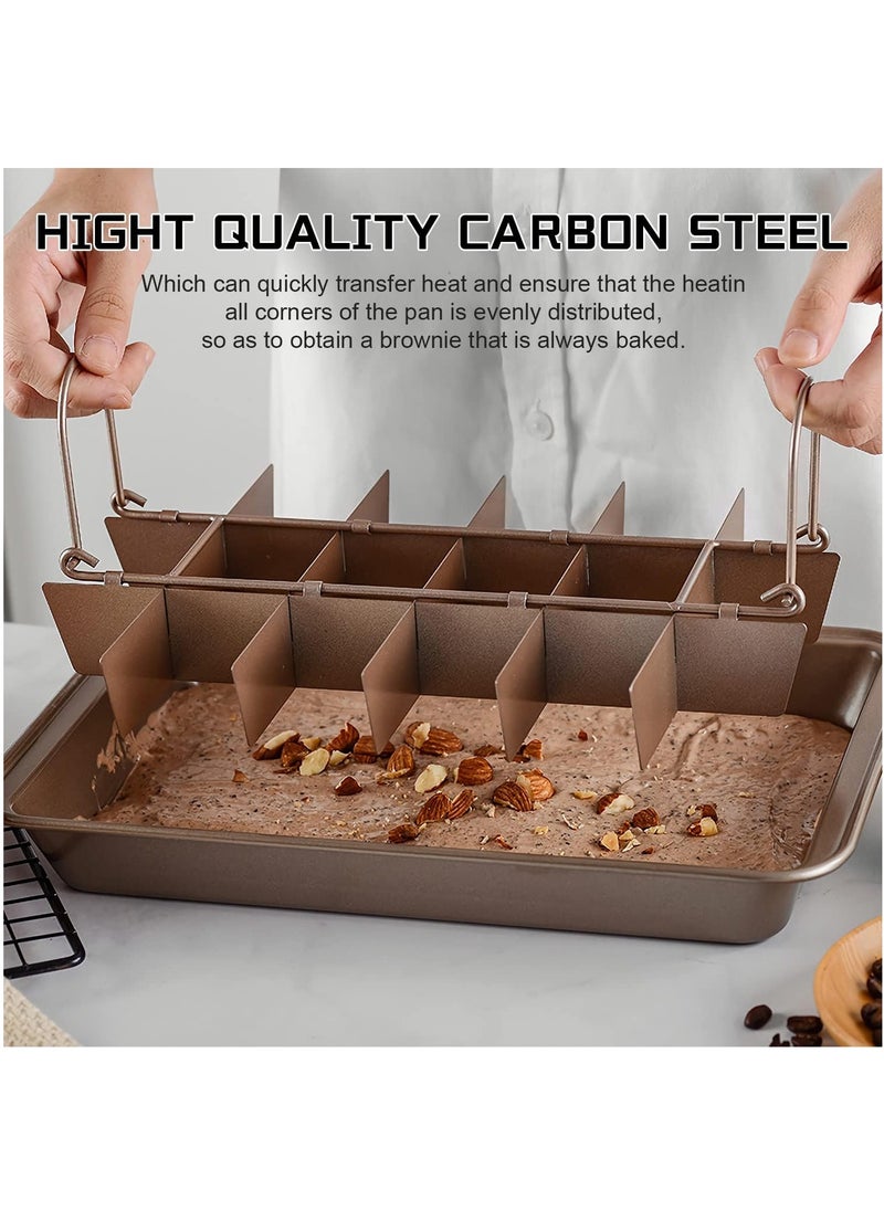 MileMelo Non Stick Brownie Trays for Baking with Dividers, 18-Cavity Brownie Pan Precut Slices, Carbon Steel Brownie Baking Tray Removable Champagne Gold for Cupcake Cake Muffin Pizzas  - Image 4
