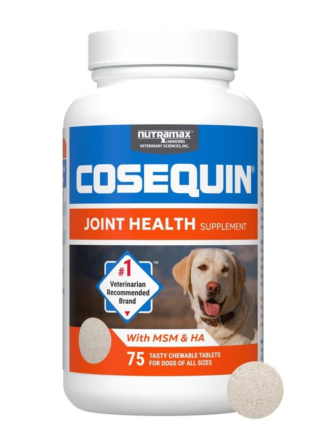 COSEQUIN - Cosequin Maximum Strength Joint Health Supplement for Dogs - With Glucosamine, Chondroitin, MSM, and Hyaluronic Acid, 75 Chewable Tablets (Pack of 1) - Image 1