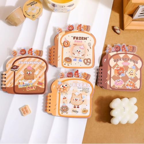 FunBlast Mini Diary for Kids –Bread Theme Spiral Notebook Diary with Bookmarks, Cute Kawaii Stationery, A7 Size Journal Diary, Ruled Notebooks for Boys & Girls – 60+ Sheets (RandomPrint) - Image 2