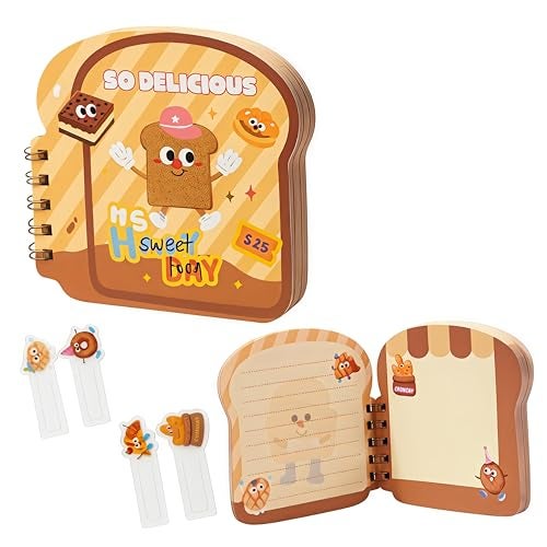 FunBlast Mini Diary for Kids –Bread Theme Spiral Notebook Diary with Bookmarks, Cute Kawaii Stationery, A7 Size Journal Diary, Ruled Notebooks for Boys & Girls – 60+ Sheets (RandomPrint) - Image 1