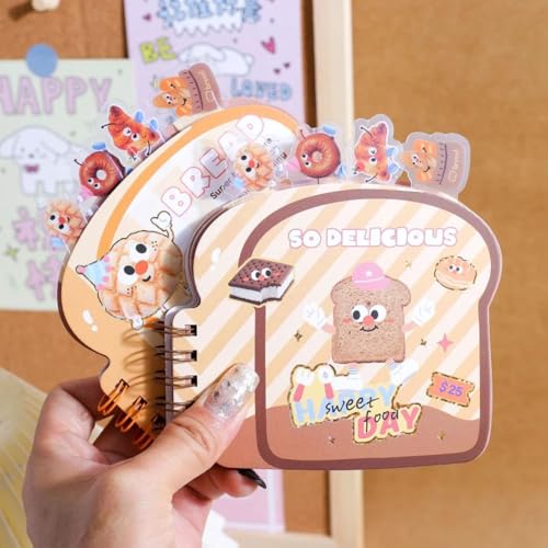 FunBlast Mini Diary for Kids –Bread Theme Spiral Notebook Diary with Bookmarks, Cute Kawaii Stationery, A7 Size Journal Diary, Ruled Notebooks for Boys & Girls – 60+ Sheets (RandomPrint) - Image 4