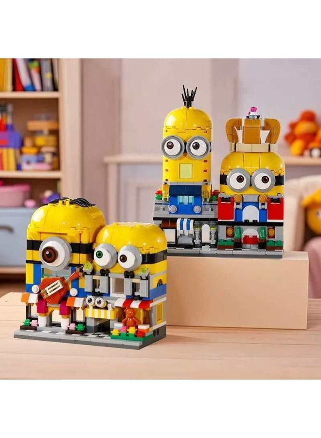 New street scene Minion figurine building block, intelligent puzzle toy for children, suitable for boys and girls, perfect birthday, Christmas, or holiday gift. - Image 1