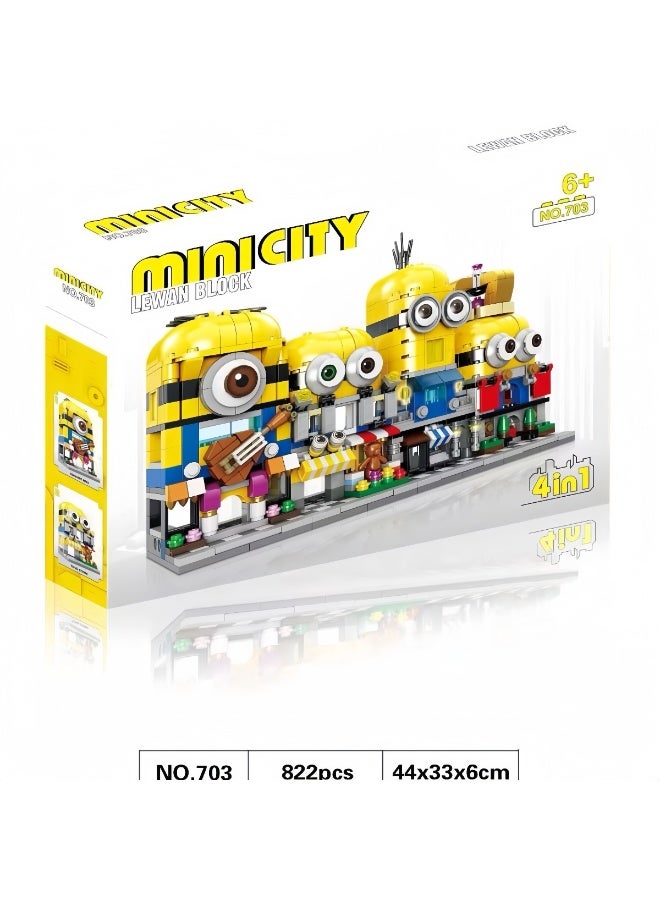 New street scene Minion figurine building block, intelligent puzzle toy for children, suitable for boys and girls, perfect birthday, Christmas, or holiday gift. - Image 4