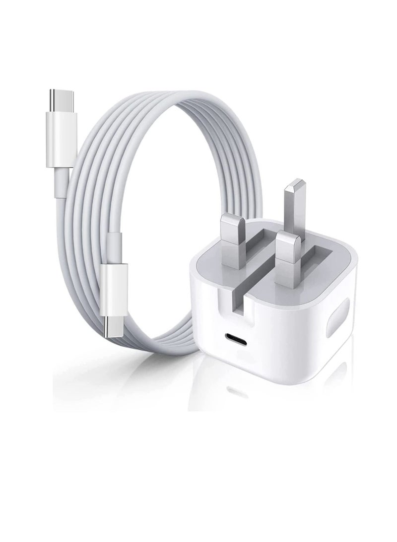 Ntech 20W USB Type-C Power Adapter Wall Charge and Lead Charging with Phone Fast Charger USB C Plug and Cable 1M - Image 1