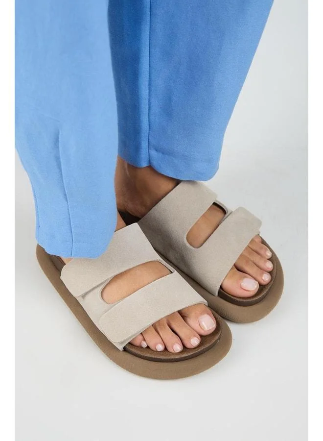 Manijero  Lillo Women's Genuine Leather Double strap Beige Slippers. for Women | Best Price UAE
