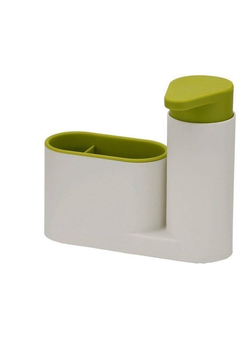 EZ Life - EZ Life Sink Organizer 2-in-1 Set for Soap Dispenser & Brush/Sponge Holder (Green & White) - Sturdy - Plastic - Image 1
