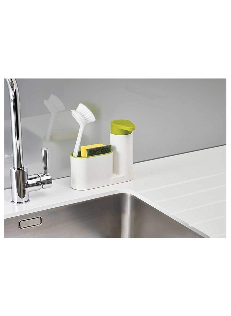 EZ Life - EZ Life Sink Organizer 2-in-1 Set for Soap Dispenser & Brush/Sponge Holder (Green & White) - Sturdy - Plastic - Image 1