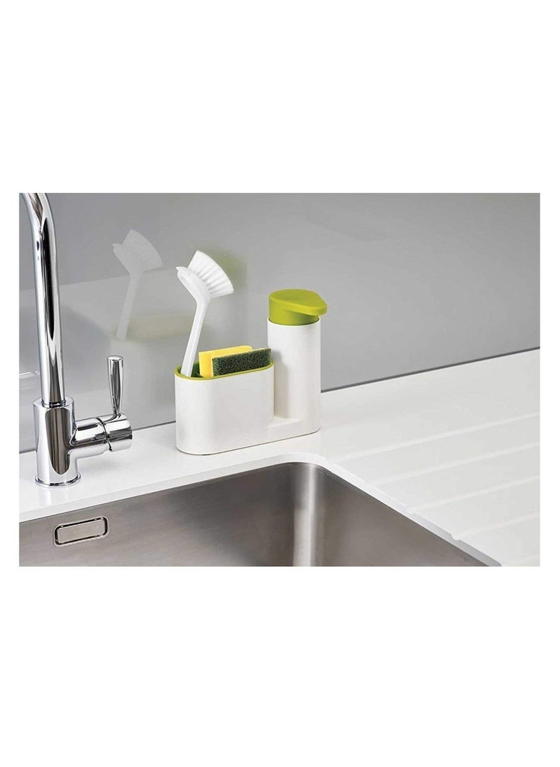 EZ Life - EZ Life Sink Organizer 2-in-1 Set for Soap Dispenser & Brush/Sponge Holder (Green & White) - Sturdy - Plastic - Image 1