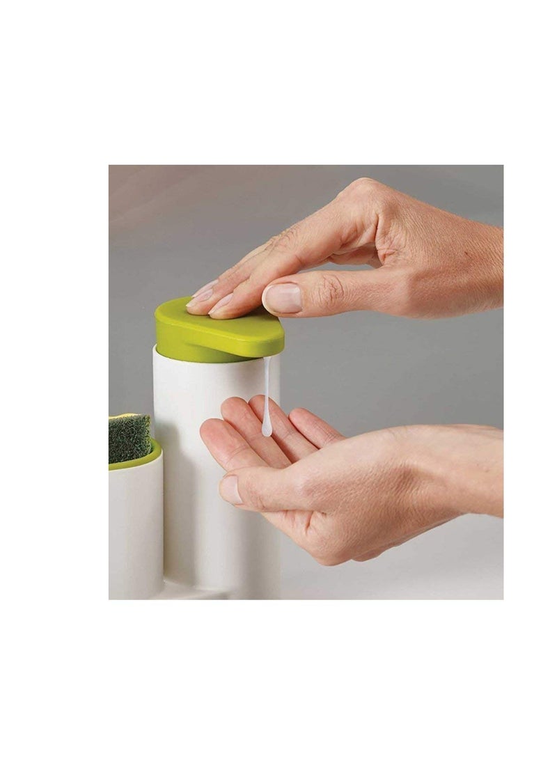 EZ Life - EZ Life Sink Organizer 2-in-1 Set for Soap Dispenser & Brush/Sponge Holder (Green & White) - Sturdy - Plastic - Image 1