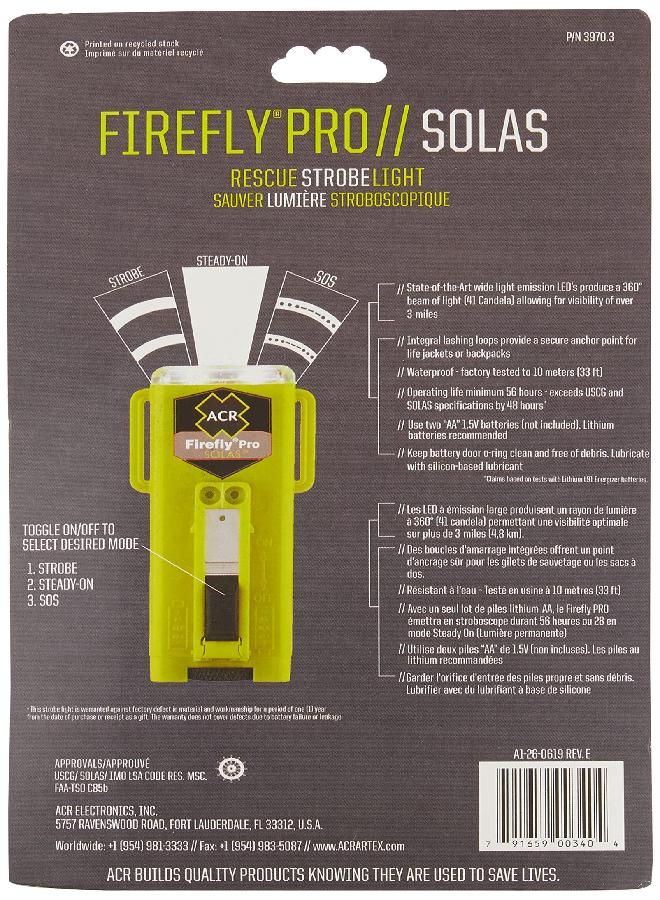 ACR 3970.3 Firefly Pro Solas Manually Operated Rescue Strobe Light, Carded - Image 2