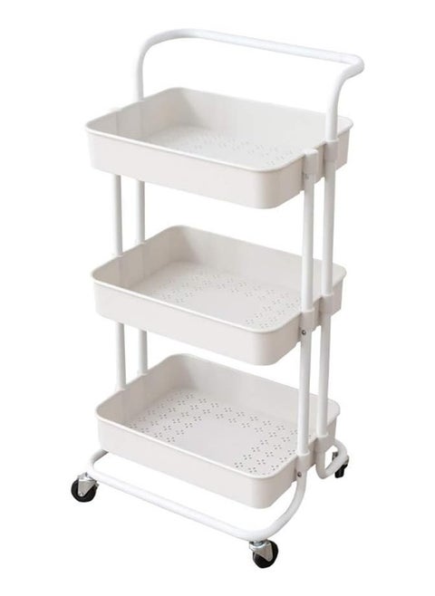 3-Tier Rolling Utility Cart, Storage Organizer Carts Shelves, Multifunction Storage Trolley, Craft Roller With Lockable Wheels, Easy Assembly For Bathroom,Kitchen,Office