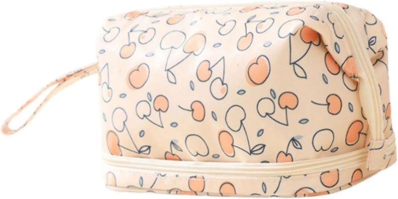Double Layer Makeup Bag for Women Portable Travel Cosmetic Pouches Storage Organized Toiletry Bags with Bear Designs - Image 1
