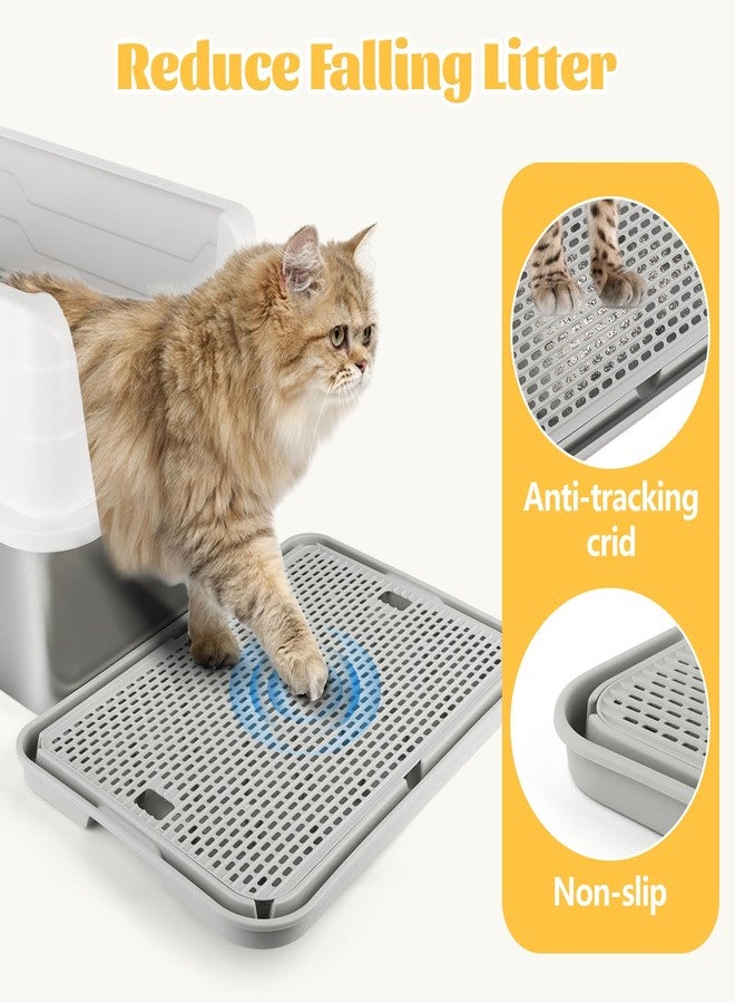 Bartuke Litter Box Step, Cat Step/Ramp/Catcher with Filter Function, Easy to Clean, Ideal for Kitten & Elderly Cats (Light Grey) - Image 3