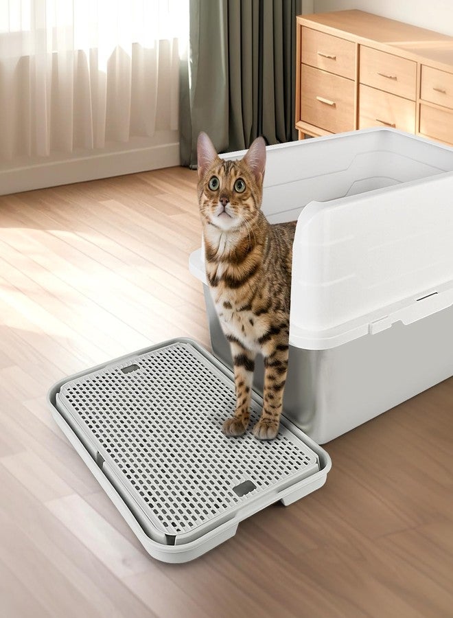 Bartuke Litter Box Step, Cat Step/Ramp/Catcher with Filter Function, Easy to Clean, Ideal for Kitten & Elderly Cats (Light Grey) - Image 5