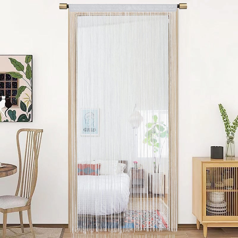 HSYLYM Spaghetti String Curtains for Doorways Privacy Door Frame Tassel Hippy Wall Kitchen Hallway Boho Fringe Curtain Hanging Door Room Dividers Decor 1 Panelï¼ˆ39Ã—110in/100Ã—280cm,Whiteï¼‰ - Image 1