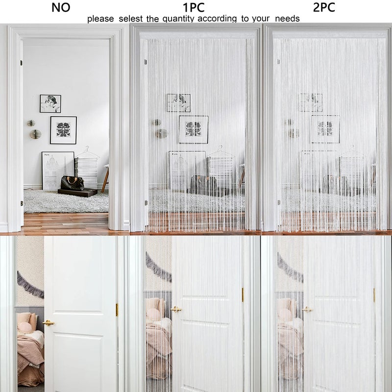 HSYLYM Spaghetti String Curtains for Doorways Privacy Door Frame Tassel Hippy Wall Kitchen Hallway Boho Fringe Curtain Hanging Door Room Dividers Decor 1 Panelï¼ˆ39Ã—110in/100Ã—280cm,Whiteï¼‰ - Image 3