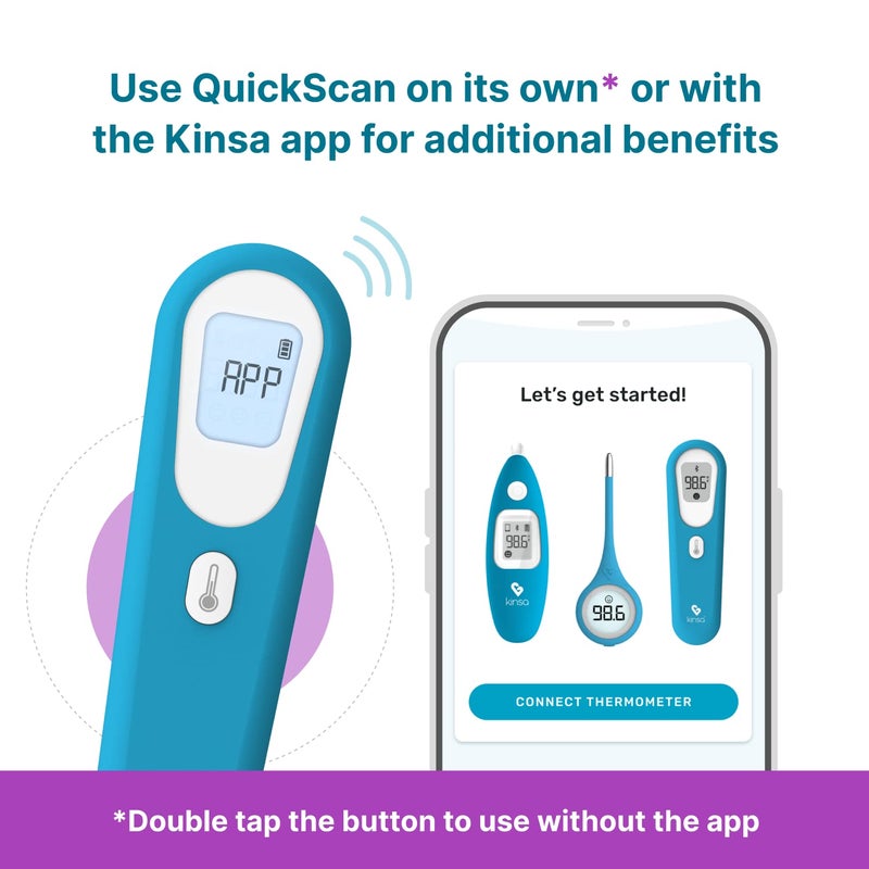 Kinsa QuickScan Smart Thermometer  NoTouch Contactless Digital Forehead Thermometer for Babies Kids Adults  Works with a Smartphone App to Track Family Health  Offer Symptom Advice - Image 3