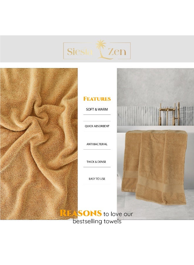 Siesta Zen Jumbo Bath Sheet 600GSM 100% Cotton Towel - Extra Large 90x180cm (Golden Sand) - Image 5