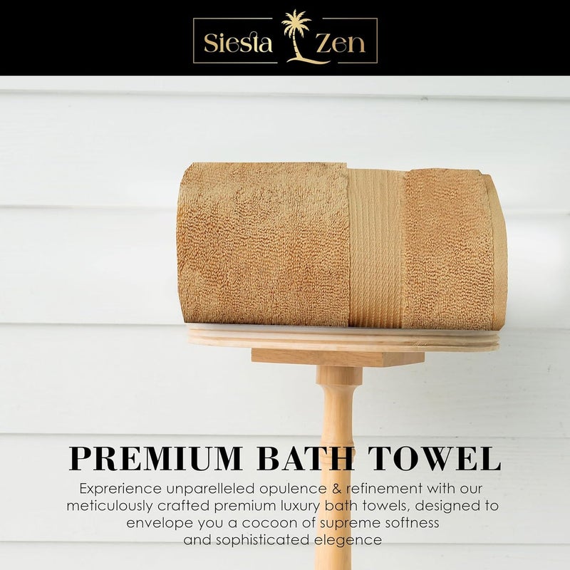 Siesta Zen Jumbo Bath Sheet 600GSM 100% Cotton Towel - Extra Large 90x180cm (Golden Sand) - Image 4