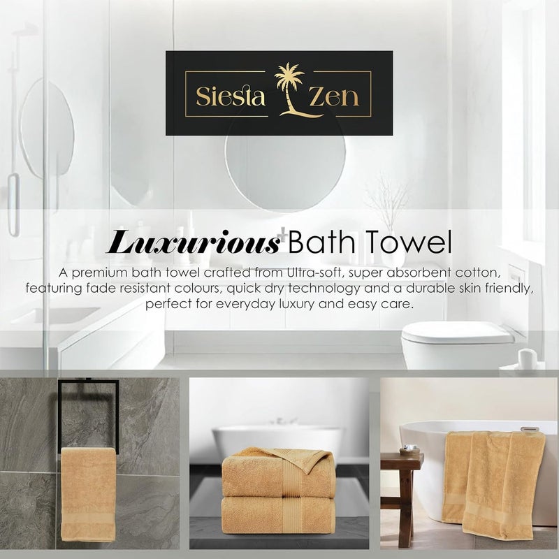Siesta Zen Jumbo Bath Sheet 600GSM 100% Cotton Towel - Extra Large 90x180cm (Golden Sand) - Image 3