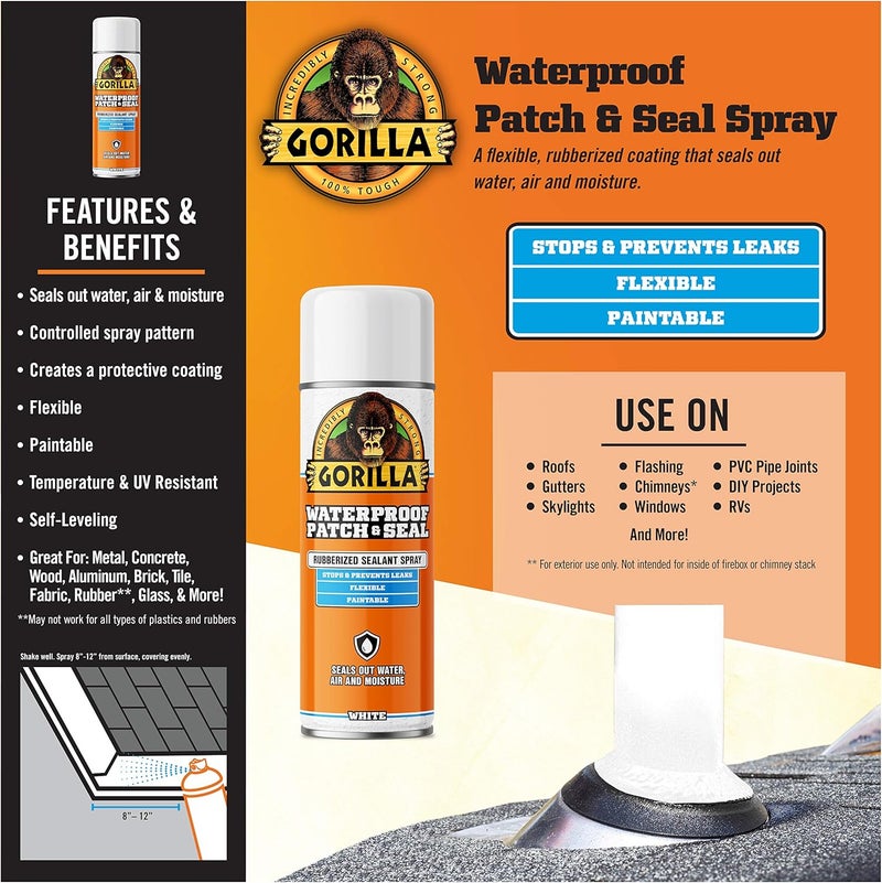 Gorilla Waterproof Patch & Seal Spray - 14oz White - Image 3