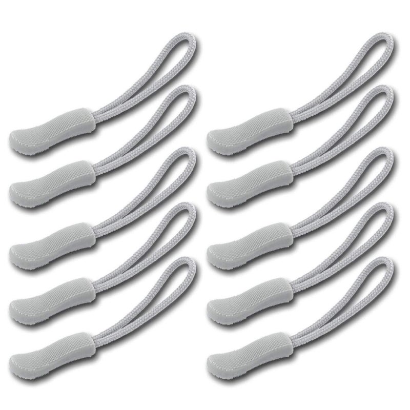DYZD Durable Zipper Pulls Tab Tags Cord Pulls Zipper Extension Zip Fixer for Backpacks, Jackets, Luggage, Purses, Handbags (Grey,10 PCS) - Image 1