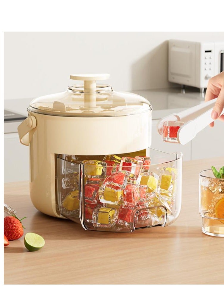 Golden Ice Cube Tray with Lid and Bin,Ice Cube Maker,Round Plastic Ice Bucket for Freezer with Box Container,40 Ice Cube Molds,Stackable,Easy-Release,Ice Chilling Container for Coffee Tea Juice  - Image 5