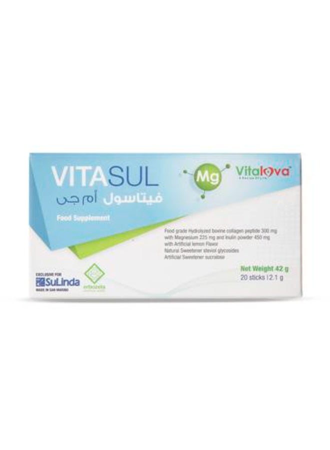 سوليندا فيتاسول إنولين 450 مغ ماغنيسيوم 225 مغ وكولاجين بقرى متحلل بنكهة الليمون  20 كيس - Image 1