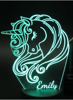 Unicorn personFalized 3D night light. Kids Bedroom Decor 16 Colors with Remote