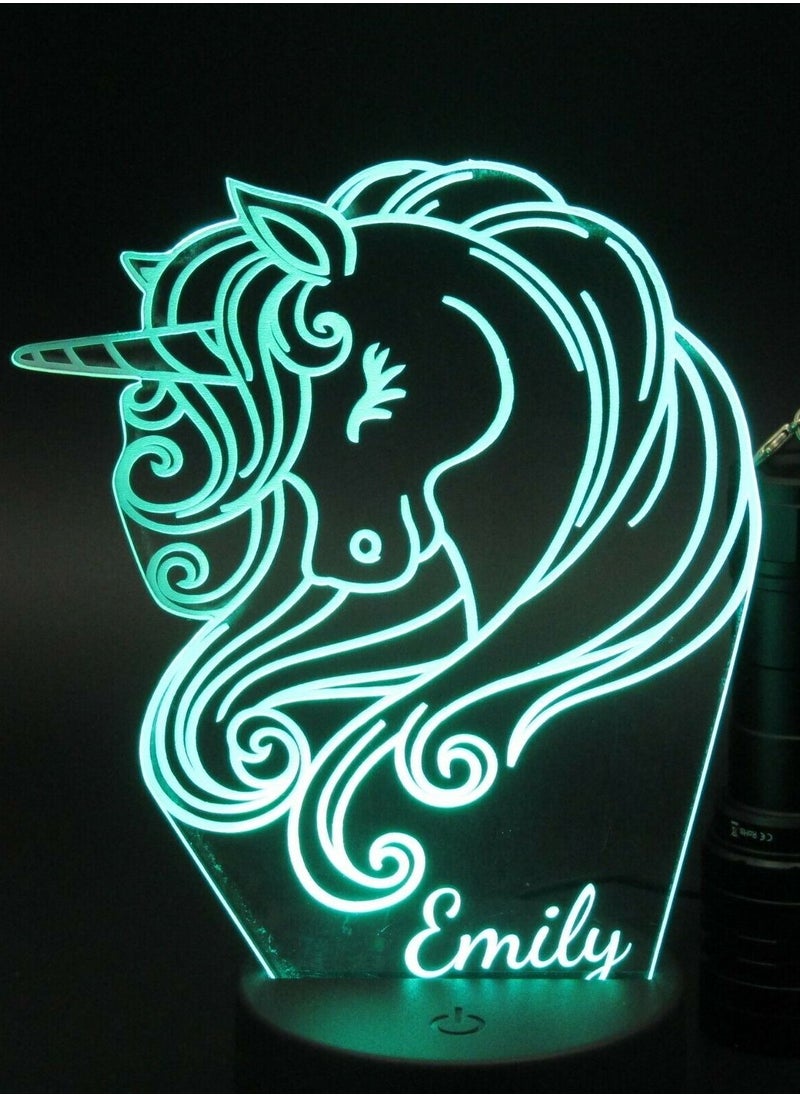 althiqahkey - Unicorn personFalized 3D night light. Kids Bedroom Decor 16 Colors with Remote - Image 1