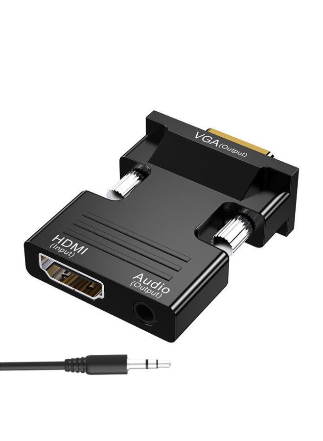 محول Yu Shuo Hdmi إلى Vga للكمبيوتر المحمول وجهاز عرض تلفزيوني Hdmi إلى Vga كابل اتصال خط اللون: X22HDMI أنثى VGA ذكر مع خط صوت I-head أسود - Image 1