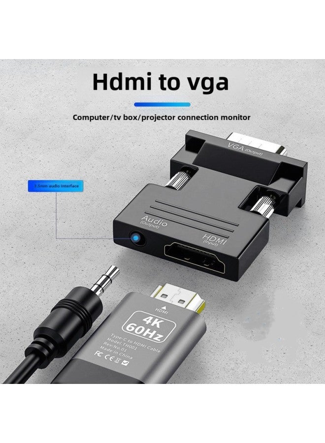 محول Yu Shuo Hdmi إلى Vga للكمبيوتر المحمول وجهاز عرض تلفزيوني Hdmi إلى Vga كابل اتصال خط اللون: X22HDMI أنثى VGA ذكر مع خط صوت I-head أسود - Image 4