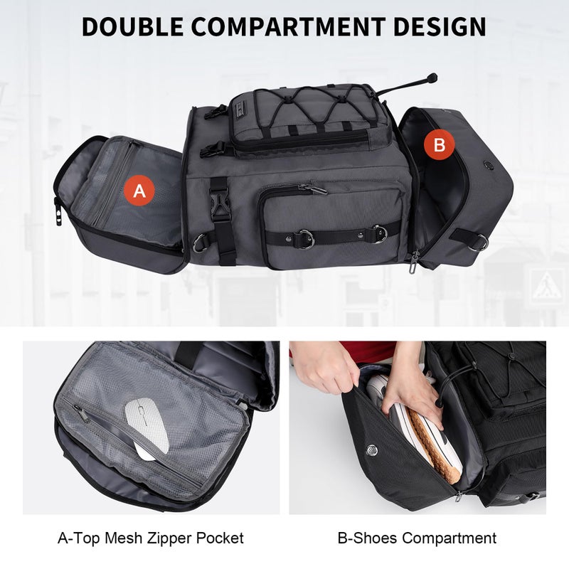 WITZMAN Travel Backpack for Men Women Carry on Bags for Airline Approved Convertible Duffle Luggage Backpack Shoe Compartmentï¼ˆB691 Silvery Greyï¼‰ - Image 5