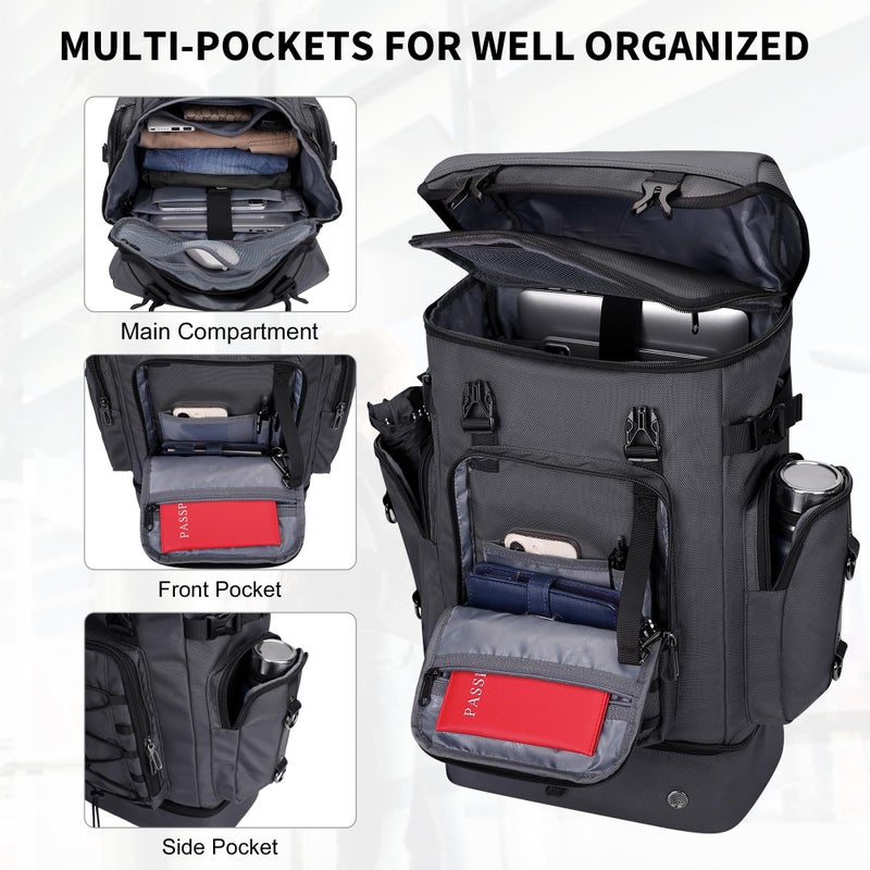 WITZMAN Travel Backpack for Men Women Carry on Bags for Airline Approved Convertible Duffle Luggage Backpack Shoe Compartmentï¼ˆB691 Silvery Greyï¼‰ - Image 4